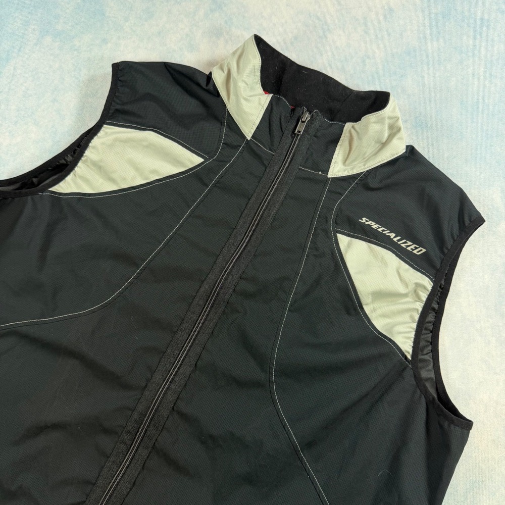 Specialized Cycling Vest Mens M Black Gray Excellent Wind Resistant Mesh Back